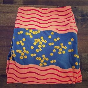 LulaRoe Multicolor Floral Striped Leggings TC